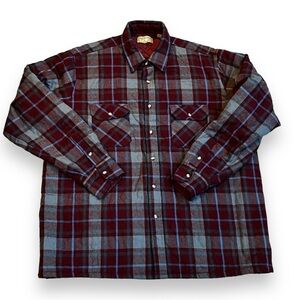 Vintage 80s Charleston Bay Plaid Shacket Quilted Lining Heavy Weight Pockets XLT
